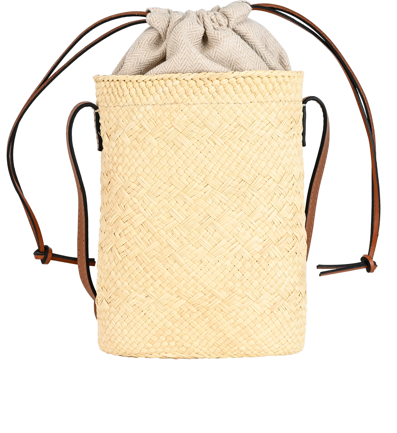 X Paula’s Ibiza Bucket Bag, &pound;320, Handbags, Beige/Brown, Raffia, Back view